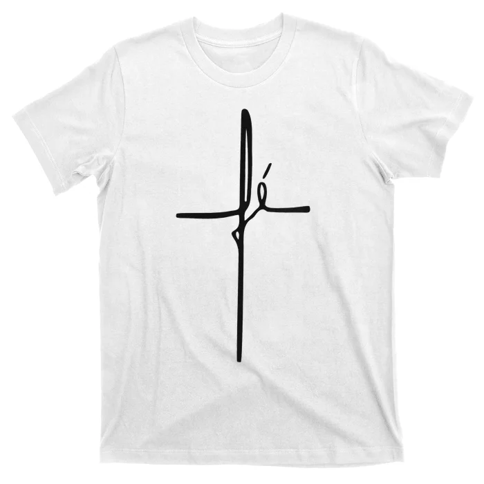 Simple Faith Cross In Portuguese Camiseta Fe T-Shirt