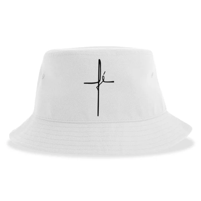 Simple Faith Cross In Portuguese Camiseta Fe Sustainable Bucket Hat