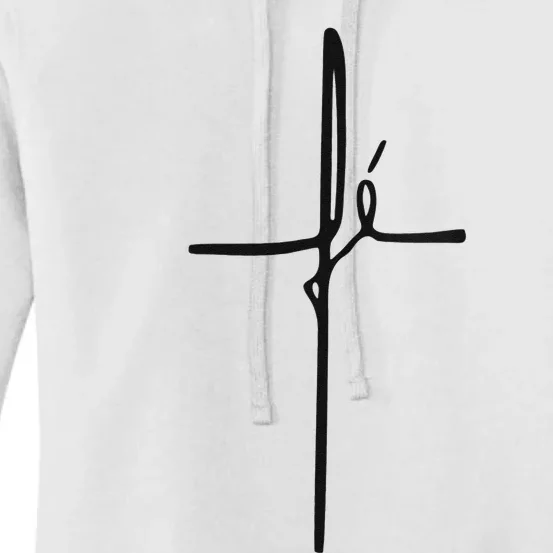 Simple Faith Cross In Portuguese Camiseta Fe Women's Pullover Hoodie