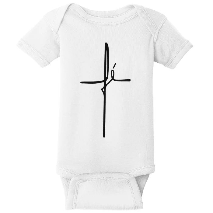 Simple Faith Cross In Portuguese Camiseta Fe Baby Bodysuit