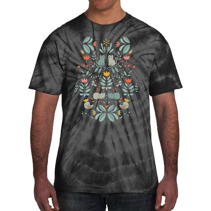 Swedish Folk Cats Tie-Dye T-Shirt