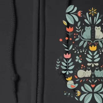 Swedish Folk Cats Full Zip Hoodie