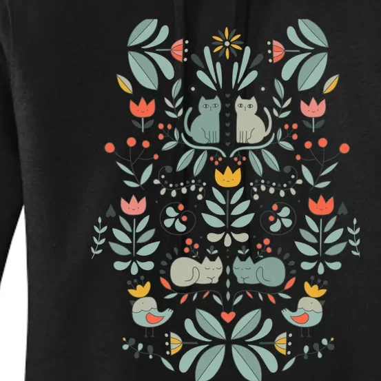 Swedish Folk Cats Women's Pullover Hoodie