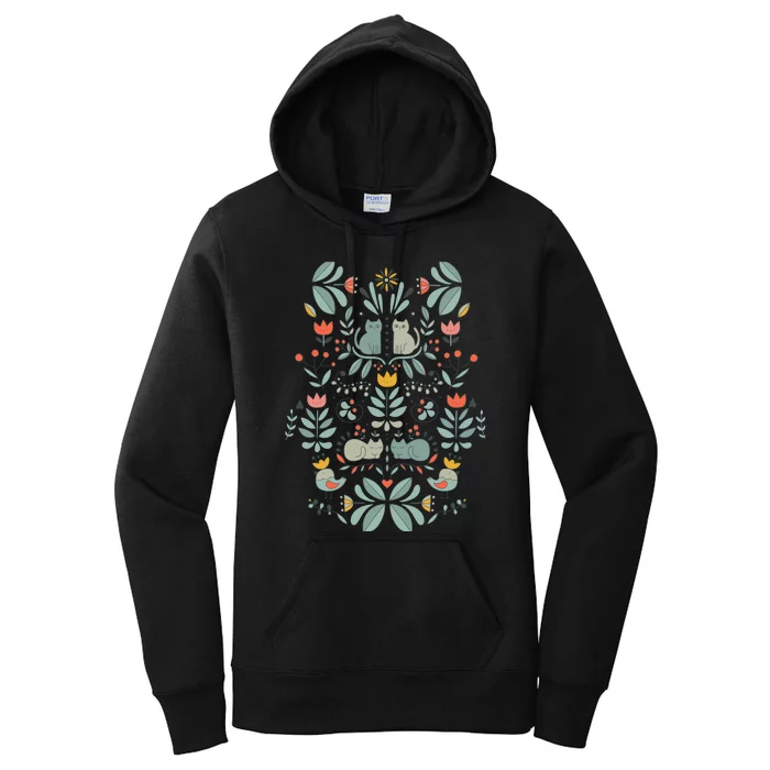 Swedish Folk Cats Women's Pullover Hoodie