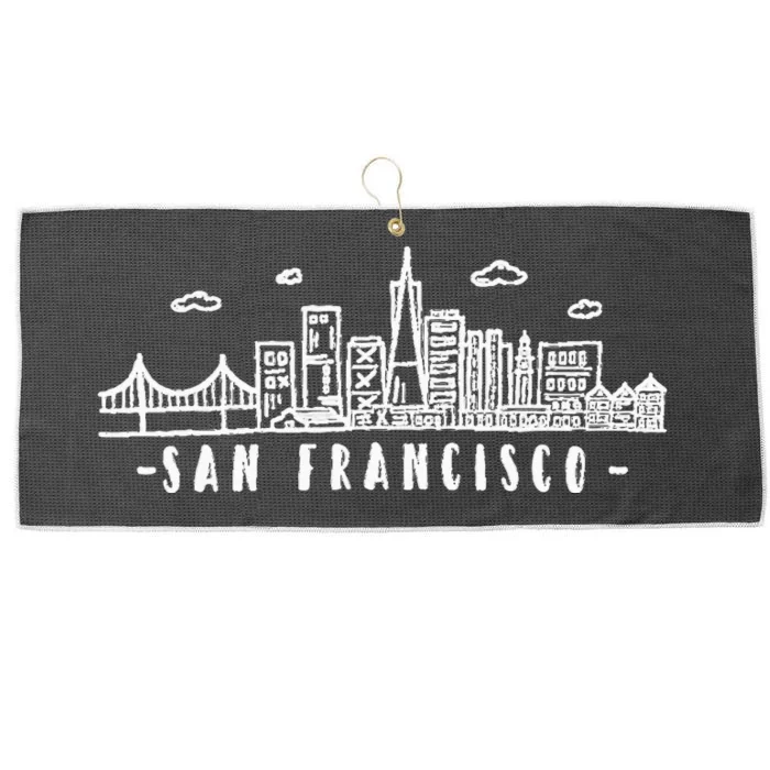 San Francisco California Skyline Large Microfiber Waffle Golf Towel