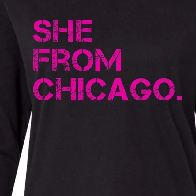 She From Chicago Womens Cotton Relaxed Long Sleeve T-Shirt