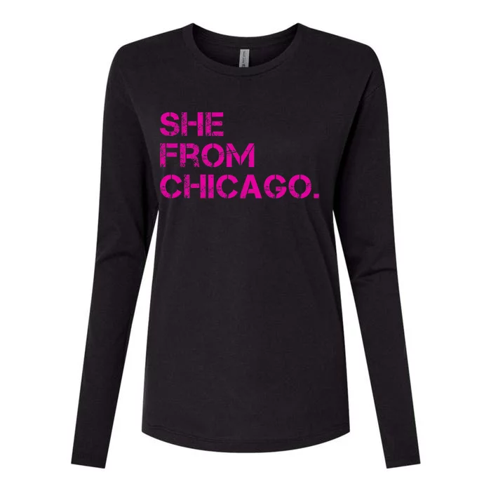 She From Chicago Womens Cotton Relaxed Long Sleeve T-Shirt