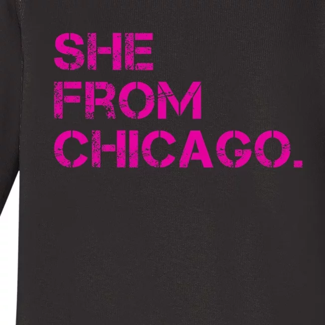 She From Chicago Baby Long Sleeve Bodysuit