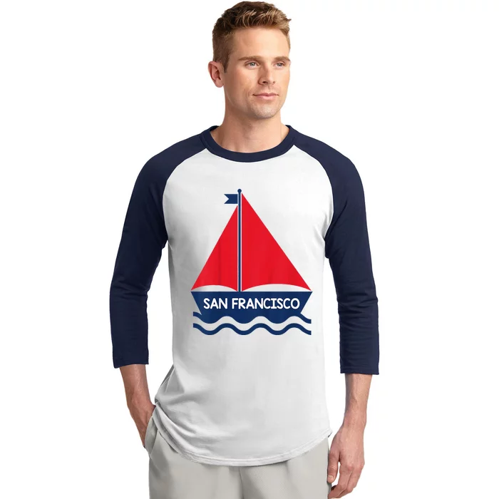 San Francisco California Sailing Boat Souvenir Baseball Sleeve Shirt