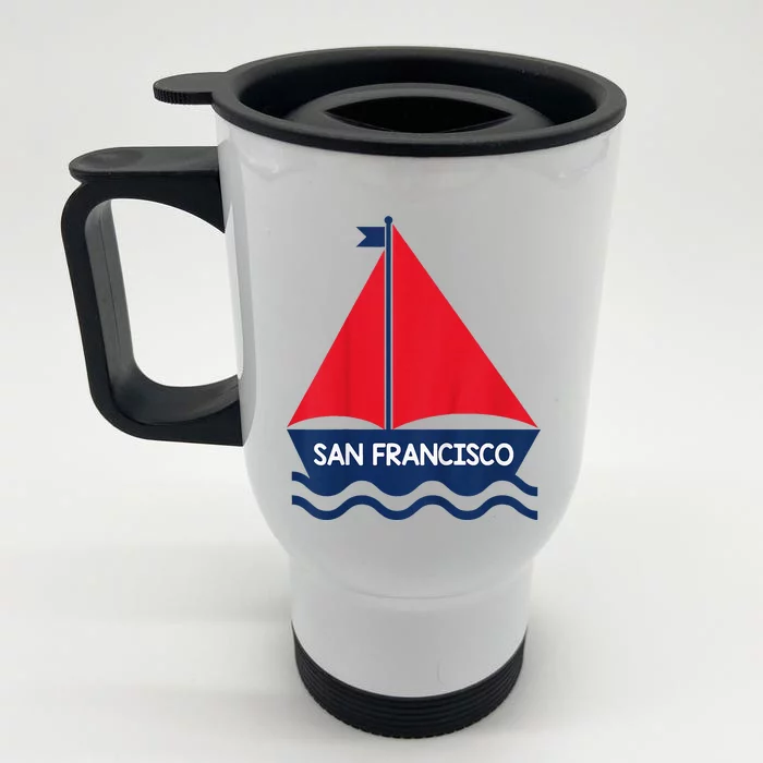 San Francisco California Sailing Boat Souvenir Front & Back Stainless Steel Travel Mug