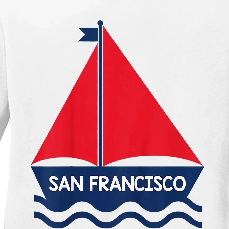 San Francisco California Sailing Boat Souvenir Ladies Long Sleeve Shirt