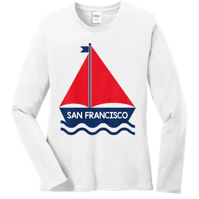 San Francisco California Sailing Boat Souvenir Ladies Long Sleeve Shirt