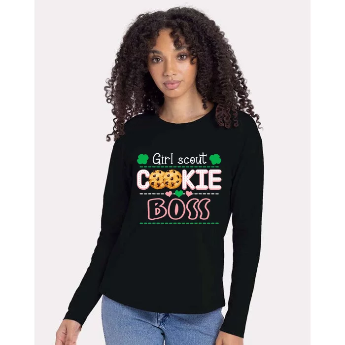 Scout For Cookie Boss Funny Scouting Family Matching Womens Cotton Relaxed Long Sleeve T-Shirt