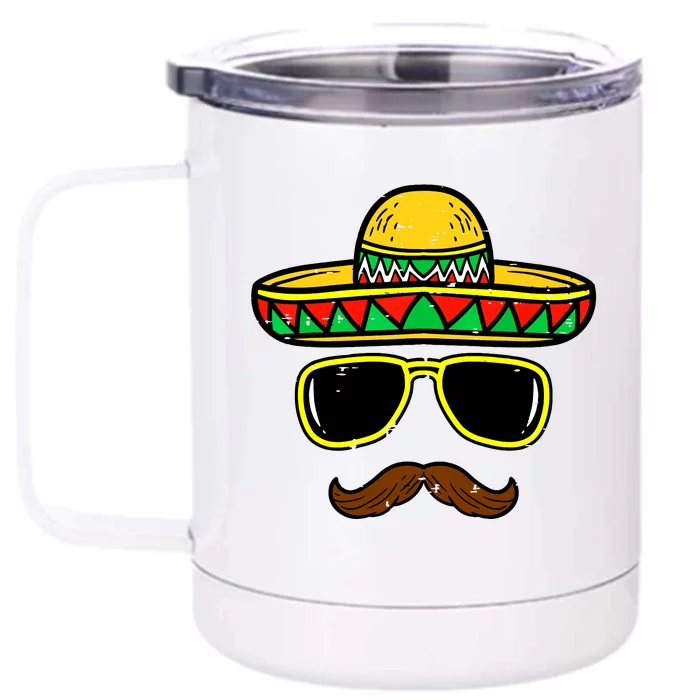 Sombrero Face Cinco De Mayo Mexican Fiesta Party Boy Front & Back 12oz Stainless Steel Tumbler Cup