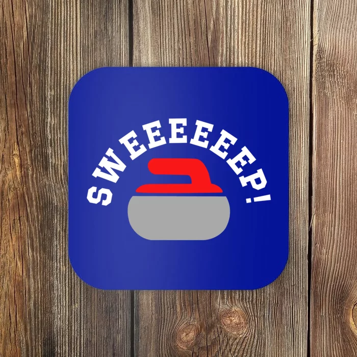 Sweep! Funny Curling Rock Stone Sweep Broom Gift Coaster