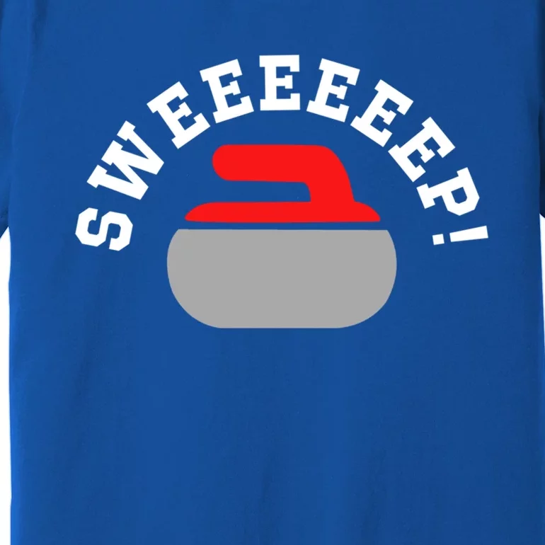 Sweep! Funny Curling Rock Stone Sweep Broom Gift Premium T-Shirt