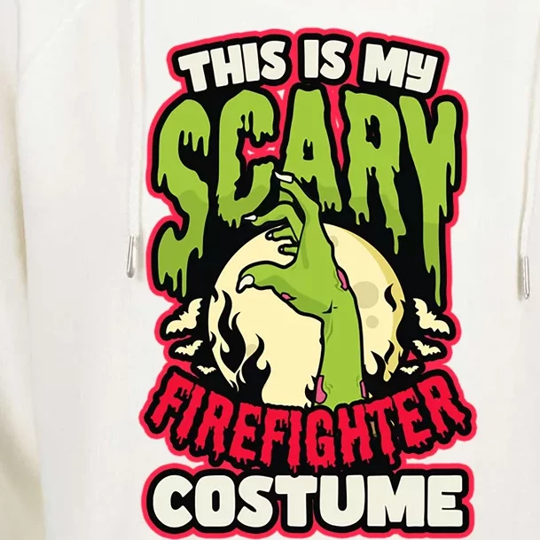 Scary Firefighter Costume Design Halloween Firefighter Cool Gift Womens Funnel Neck Pullover Hood