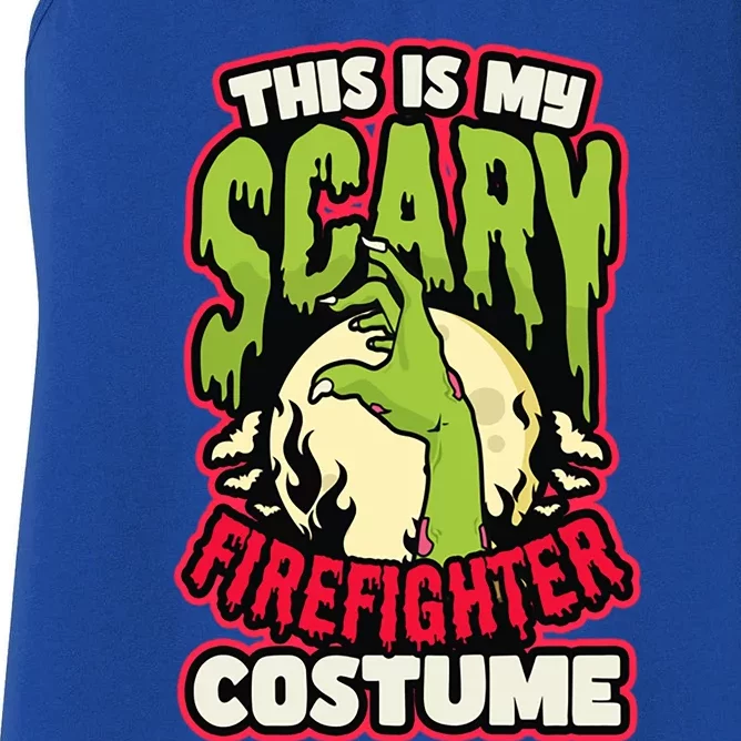 Scary Firefighter Costume Design Halloween Firefighter Cool Gift Women's Racerback Tank