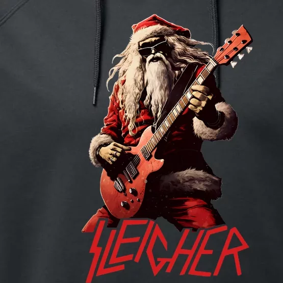 Sleigher Funny Christmas Heavy Metal Music Performance Fleece Hoodie