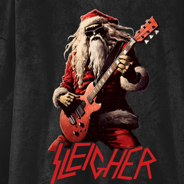 Sleigher Funny Christmas Heavy Metal Music Hooded Wearable Blanket