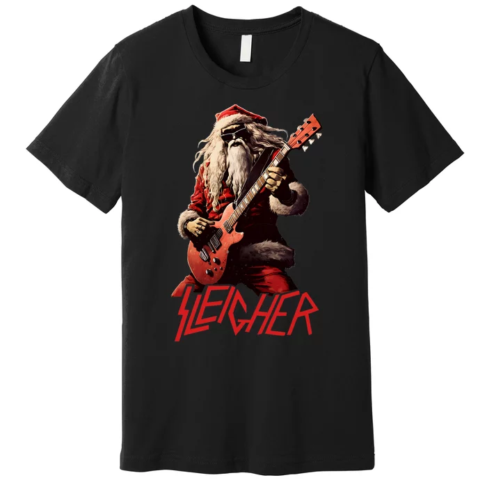 Sleigher Funny Christmas Heavy Metal Music Premium T-Shirt