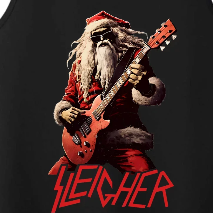 Sleigher Funny Christmas Heavy Metal Music Performance Tank