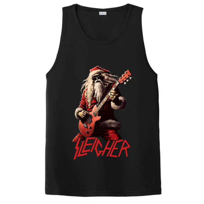 Sleigher Funny Christmas Heavy Metal Music Performance Tank