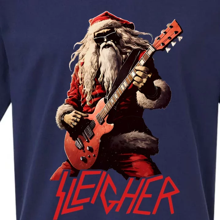 Sleigher Funny Christmas Heavy Metal Music Sueded Cloud Jersey T-Shirt