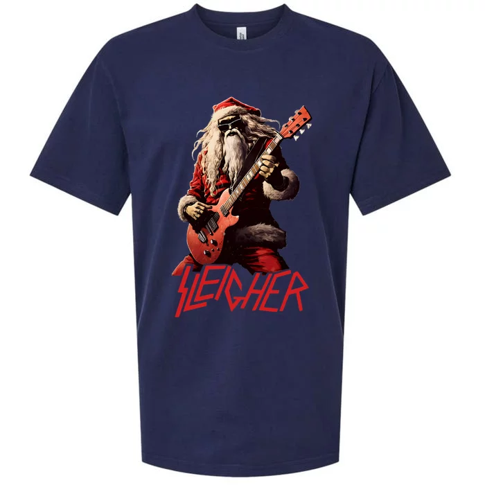 Sleigher Funny Christmas Heavy Metal Music Sueded Cloud Jersey T-Shirt