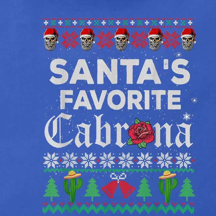 SantaS Favorite Cabrona Ugly Xmas Sweater Funny Santa Skull Gift Zip Tote Bag