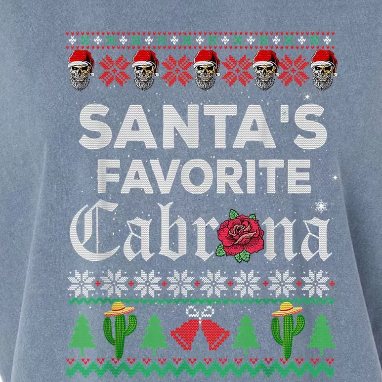 SantaS Favorite Cabrona Ugly Xmas Sweater Funny Santa Skull Gift Garment-Dyed Women's Muscle Tee