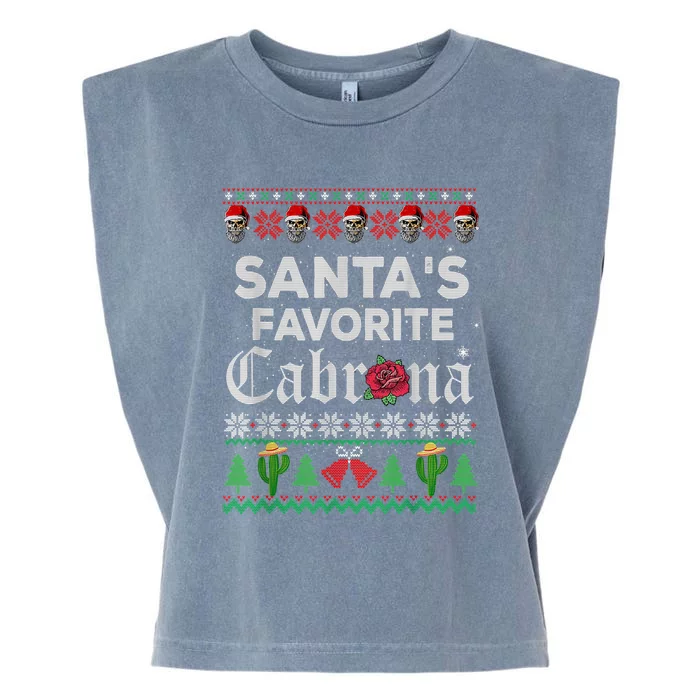 SantaS Favorite Cabrona Ugly Xmas Sweater Funny Santa Skull Gift Garment-Dyed Women's Muscle Tee