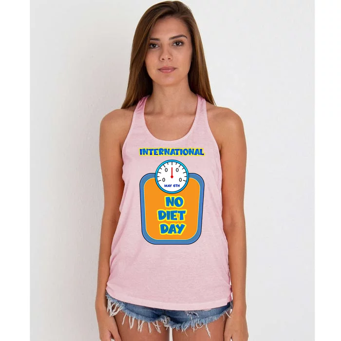 Sugar Fat Carbs Fast Food On Intl No Diet Day Gift Women's Knotted Racerback Tank