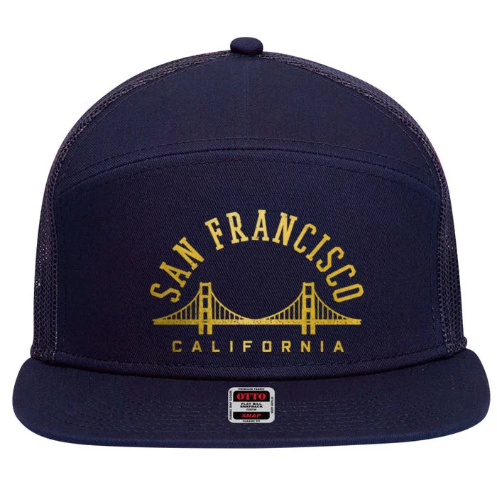 San Francisco California Golden Gate Bridge Vintage 7 Panel Mesh Trucker Snapback Hat