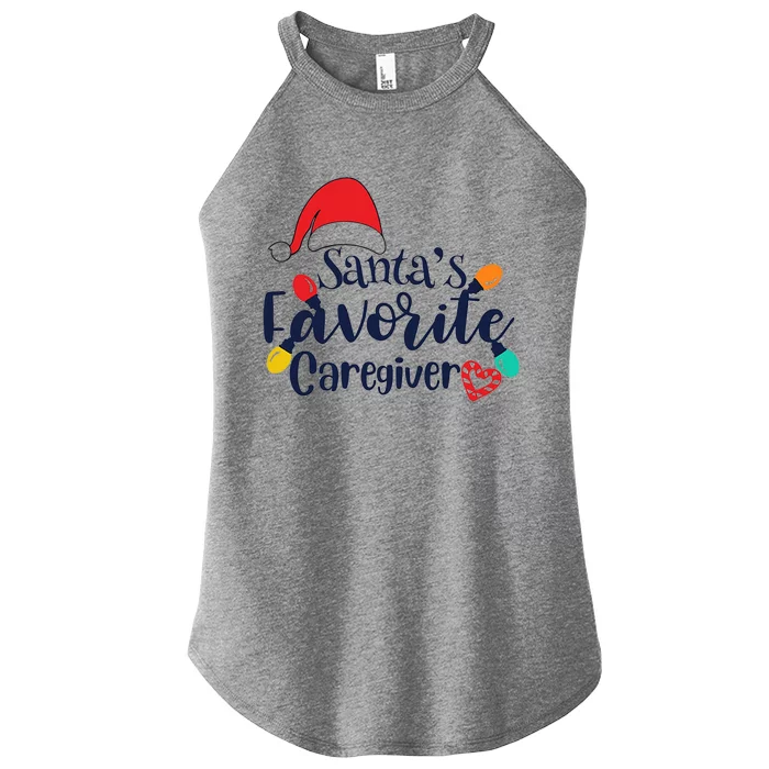 Santa's Favorite Caregiver Christmas Funny Gift Women’s Perfect Tri Rocker Tank