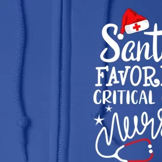 Santas Favorite Critical Care Nurse Merry Christmas Nurse Funny Gift Full Zip Hoodie