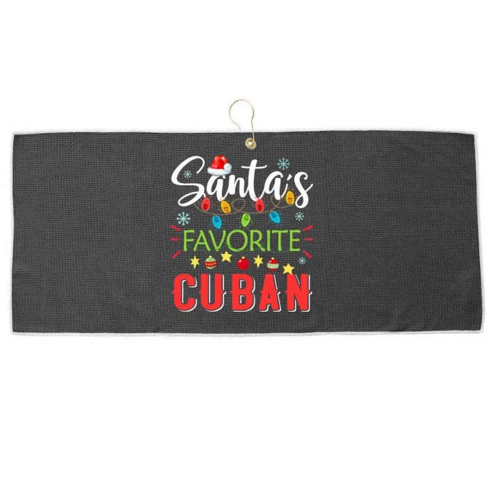 Santa's Favorite Cuban Xmas Light Santa Hat Christmas Gift Large Microfiber Waffle Golf Towel