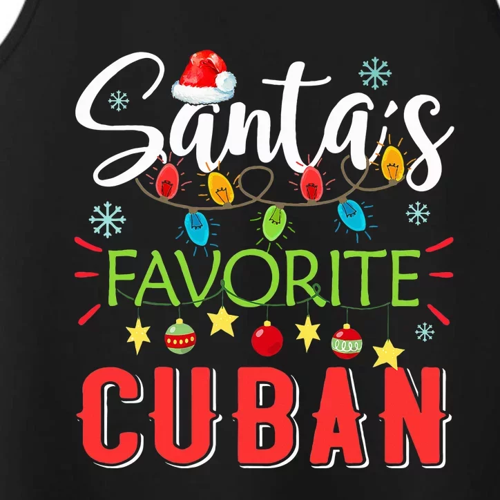 Santa's Favorite Cuban Xmas Light Santa Hat Christmas Gift Performance Tank