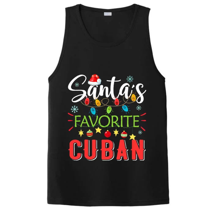 Santa's Favorite Cuban Xmas Light Santa Hat Christmas Gift Performance Tank