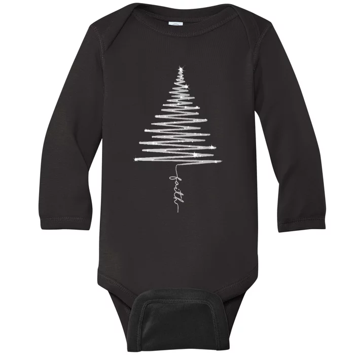 Sparkling Faith Christmas Tree Baby Long Sleeve Bodysuit