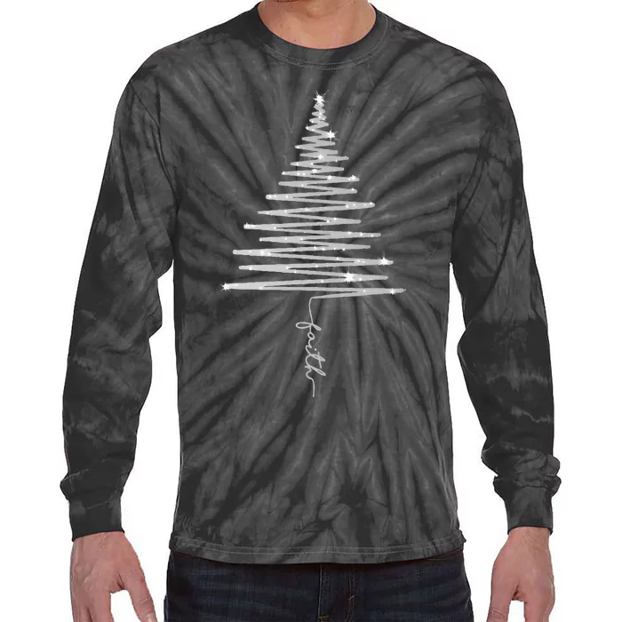 Sparkling Faith Christmas Tree Tie-Dye Long Sleeve Shirt