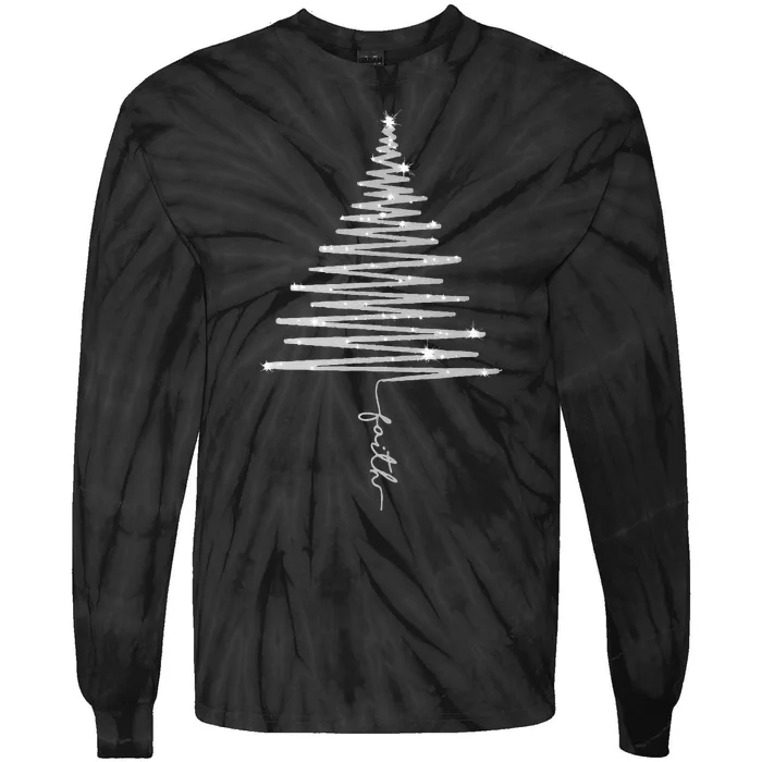 Sparkling Faith Christmas Tree Tie-Dye Long Sleeve Shirt