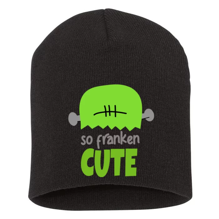 So Franken Cute Frankenstein Halloween Short Acrylic Beanie