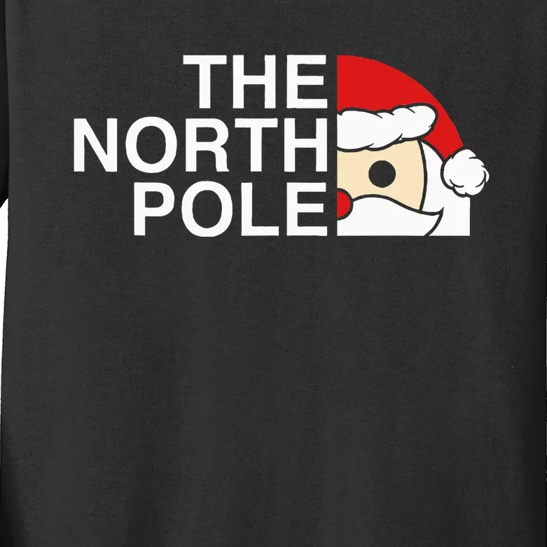 Santa Face Christmas Parody The North Pole Kids Long Sleeve Shirt