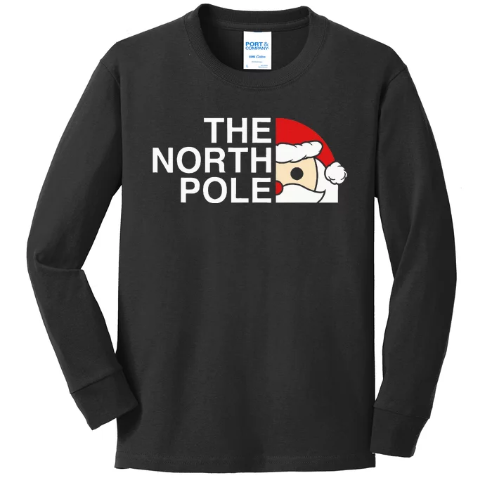 Santa Face Christmas Parody The North Pole Kids Long Sleeve Shirt