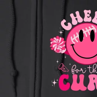 Smile Face Cheer For A Cure Cheerleading Breast Cancer Mom Full Zip Hoodie