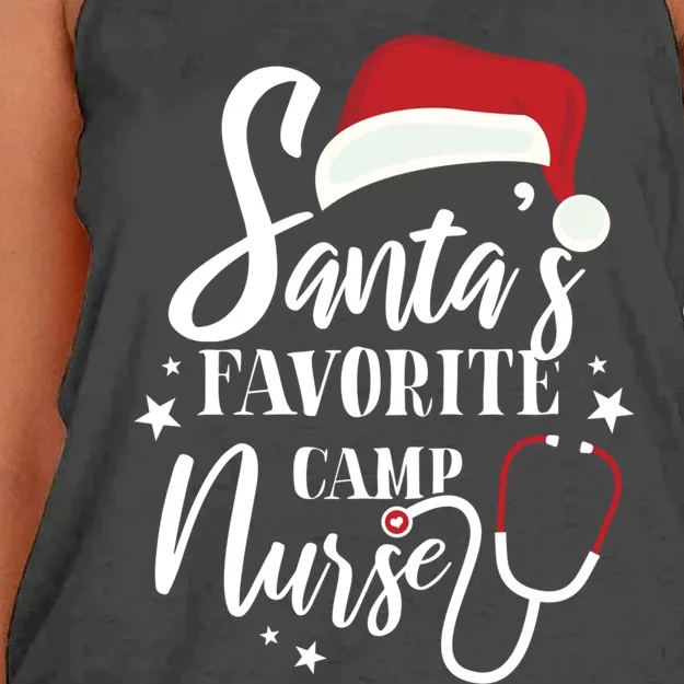 Santa Favorite Camp Nurse Outfit Funny Cute Xmas Gift Women's Knotted Racerback Tank