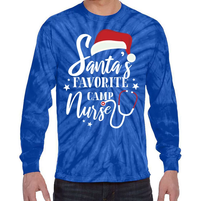 Santa Favorite Camp Nurse Outfit Funny Cute Xmas Gift Tie-Dye Long Sleeve Shirt