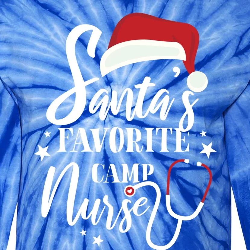 Santa Favorite Camp Nurse Outfit Funny Cute Xmas Gift Tie-Dye Long Sleeve Shirt