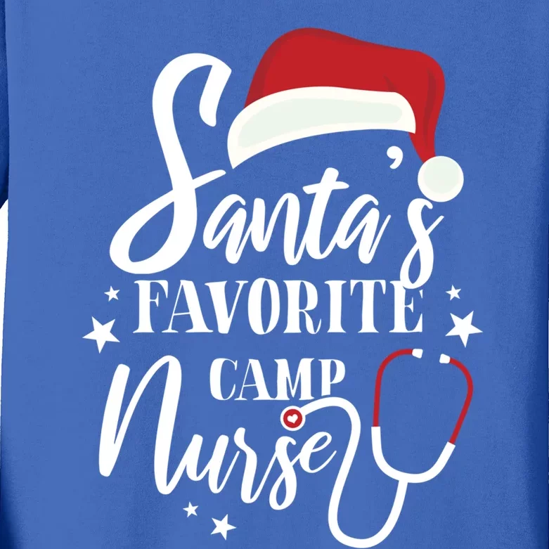 Santa Favorite Camp Nurse Outfit Funny Cute Xmas Gift Kids Long Sleeve Shirt